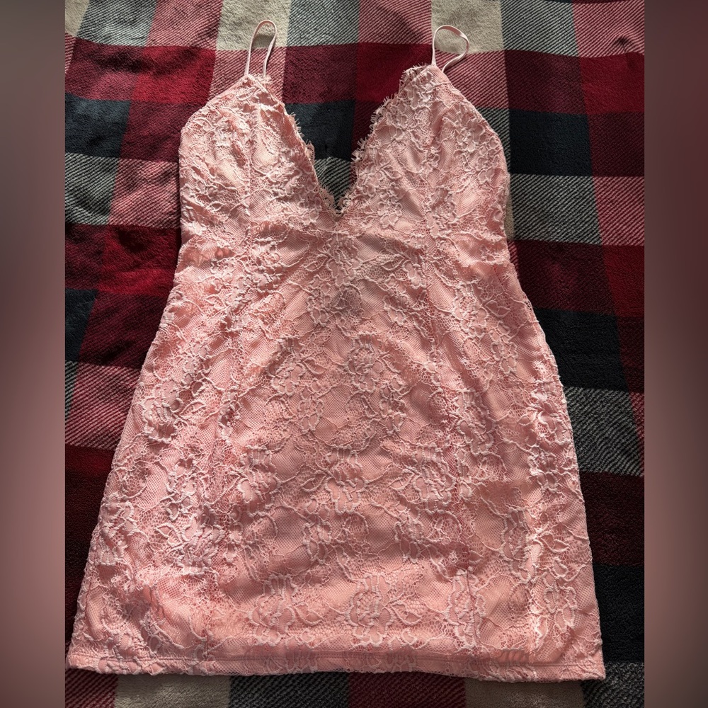 Revolve H:ours Luzetta Lace Mini dress pink XL - Picture 3 of 5